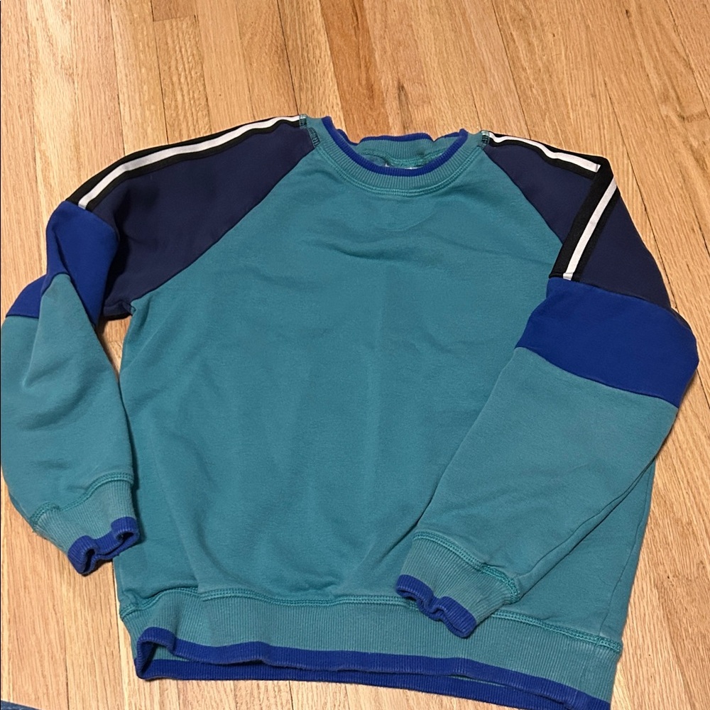 Hanna Andersson Men's Teal and Blue Crewneck Sweater
